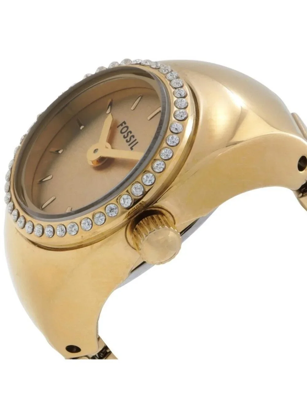 NWT Fossil Watch Ring Quartz Gold Dial Ladies Watch